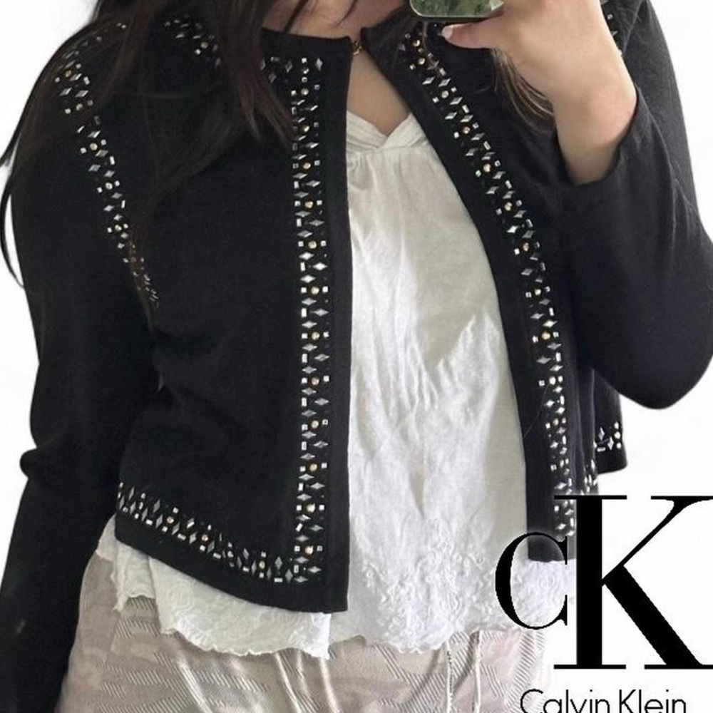 Calvin Klein Women’s Black Cardigan/Bolero with Embellishments Size 2X